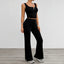 European and American yoga style sleeveless vest slightly flared pants set - Korvel