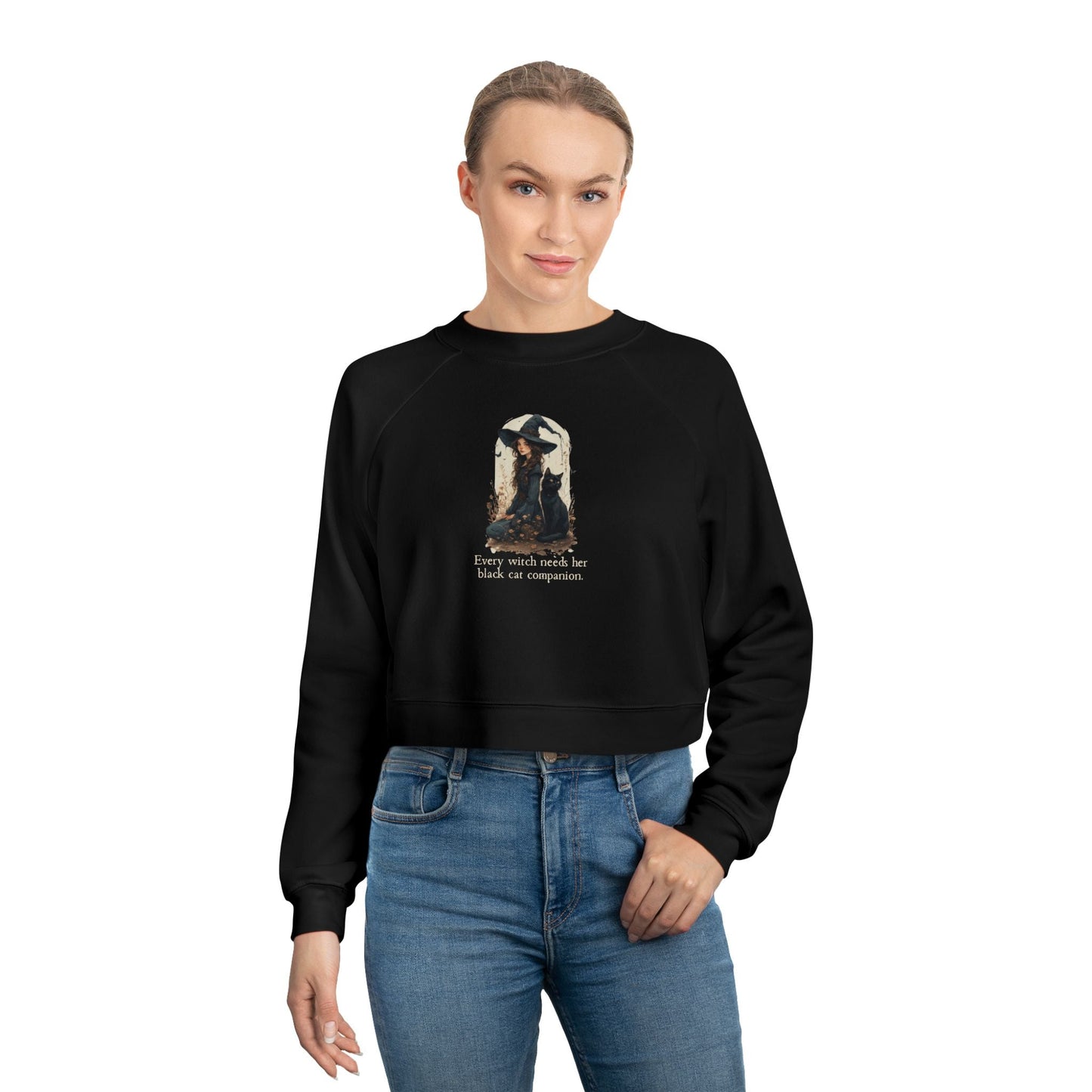 Enchanting Every Witch Cropped Fleece Pullover for Women - Korvel