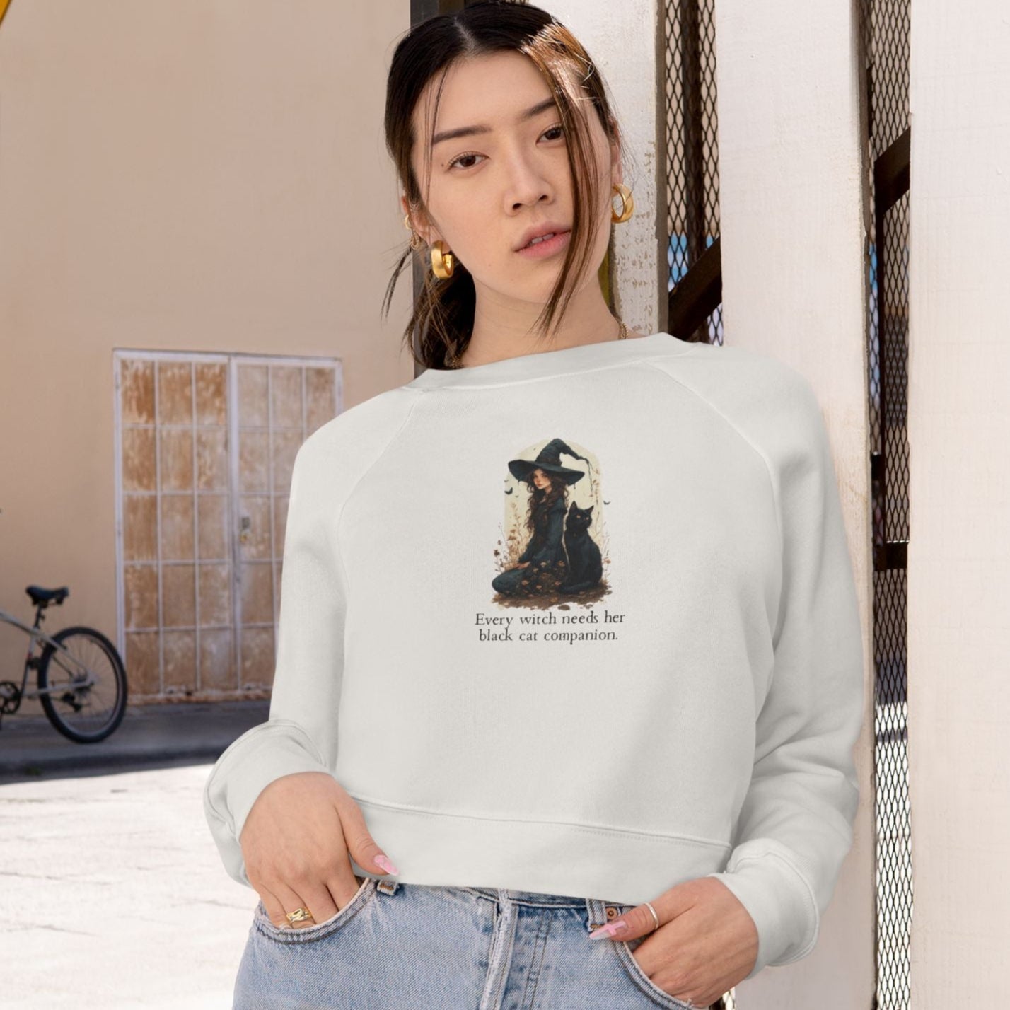 Enchanting Every Witch Cropped Fleece Pullover for Women - Korvel