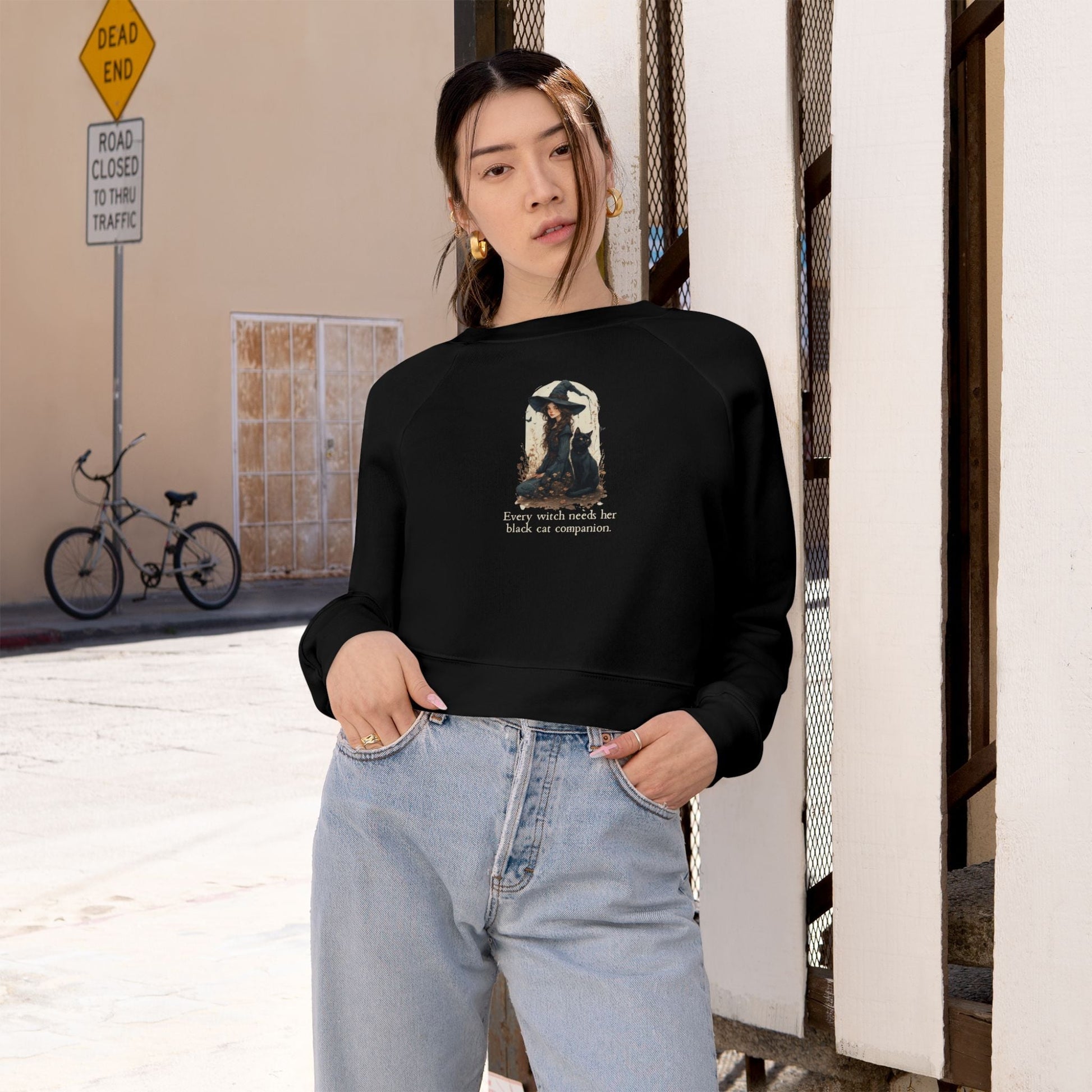 Enchanting Every Witch Cropped Fleece Pullover for Women - Korvel