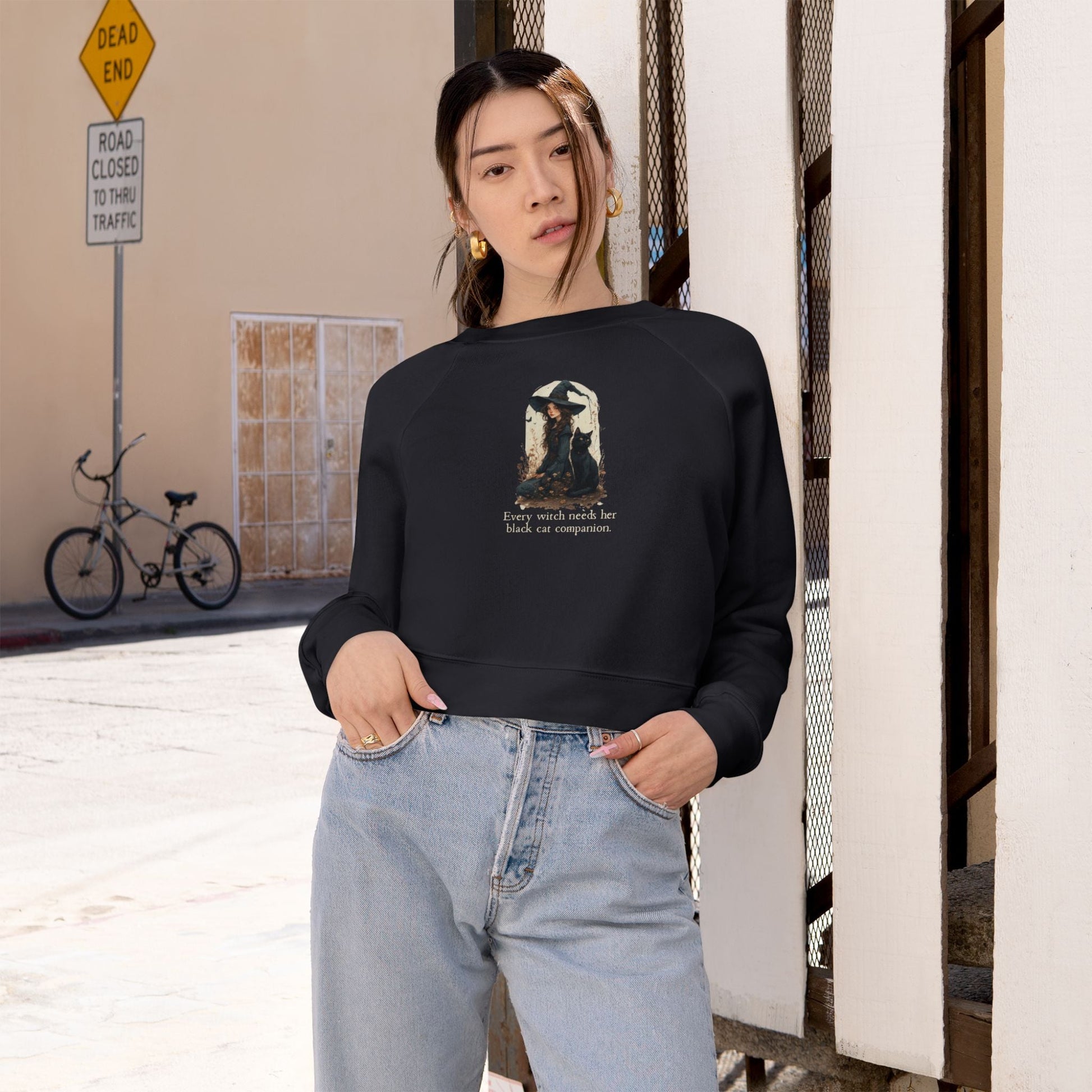 Enchanting Every Witch Cropped Fleece Pullover for Women - Korvel