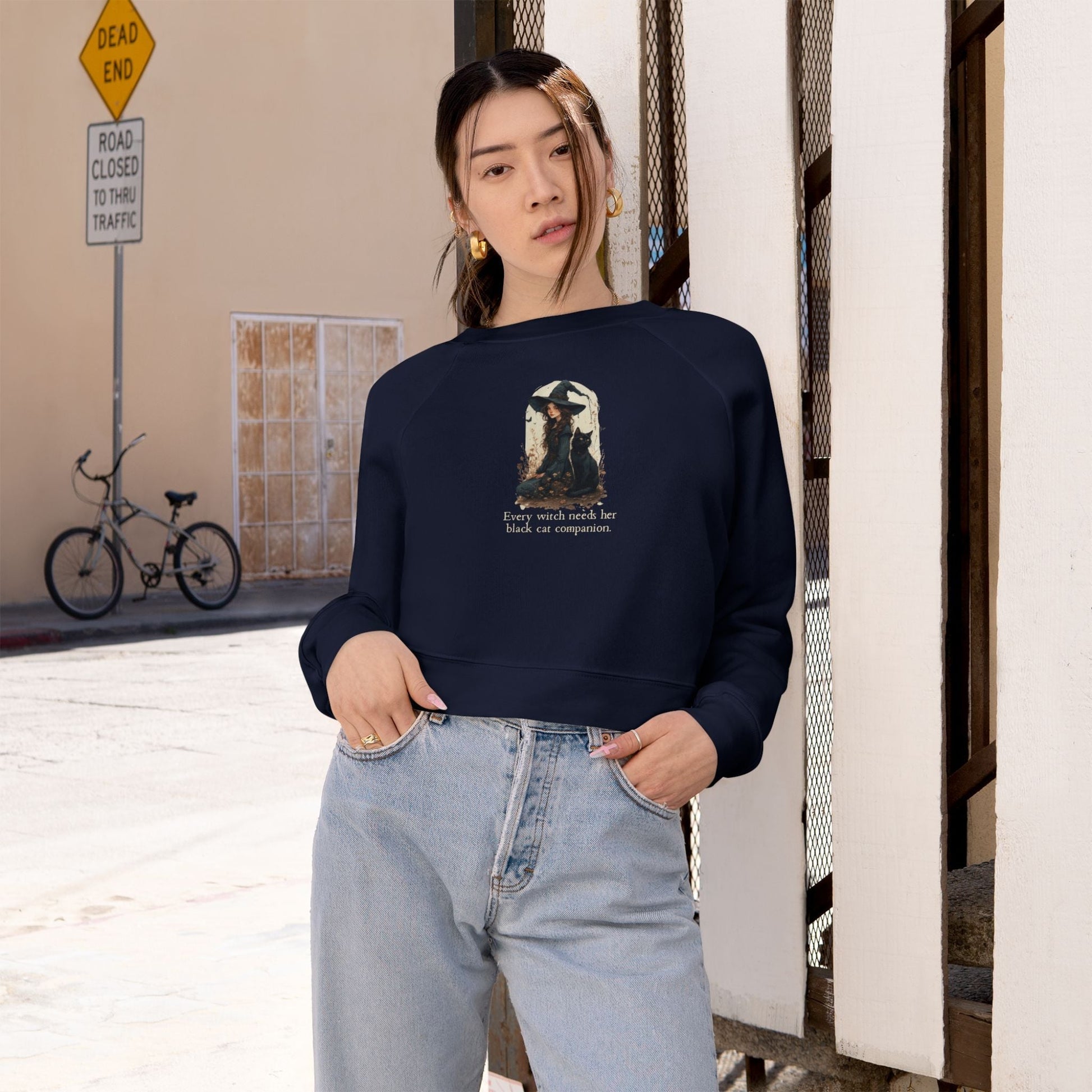 Enchanting Every Witch Cropped Fleece Pullover for Women - Korvel