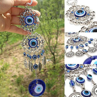 Evil Eye Wind Chimes - Blue Metal Home Decor