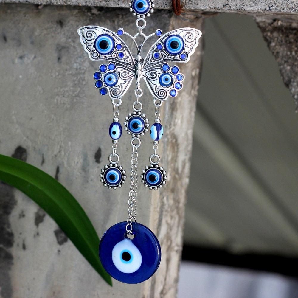 Carillons Éoliens Œil Malin - Décor Métal Bleu pour la Maison