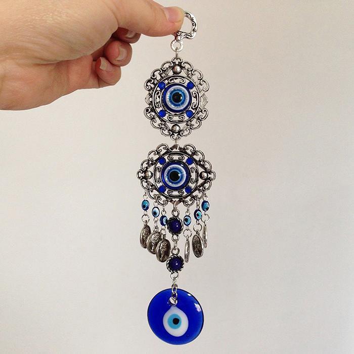Carillons Éoliens Œil Malin - Décor Métal Bleu pour la Maison