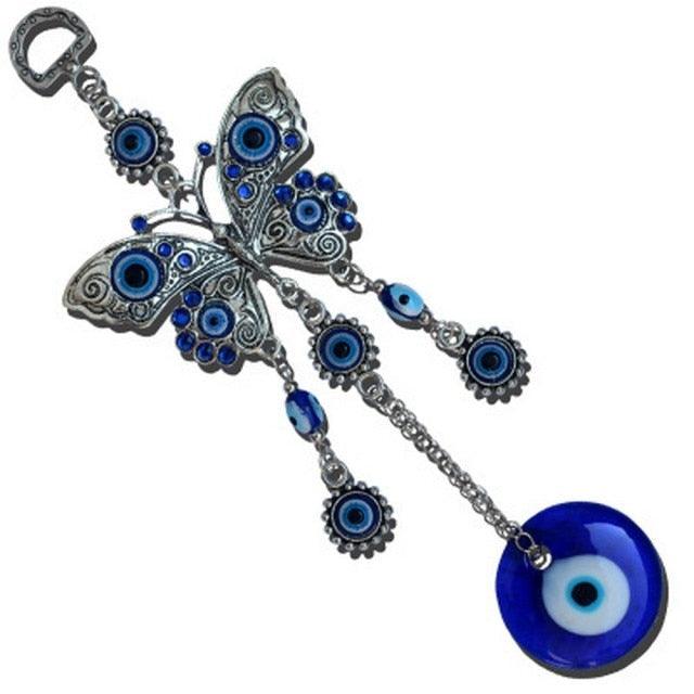 Carillons Éoliens Œil Malin - Décor Métal Bleu pour la Maison