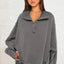 Exposed Seam Side Slit Long Sleeve Sweatshirt - Korvel