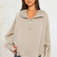 Exposed Seam Side Slit Long Sleeve Sweatshirt - Korvel