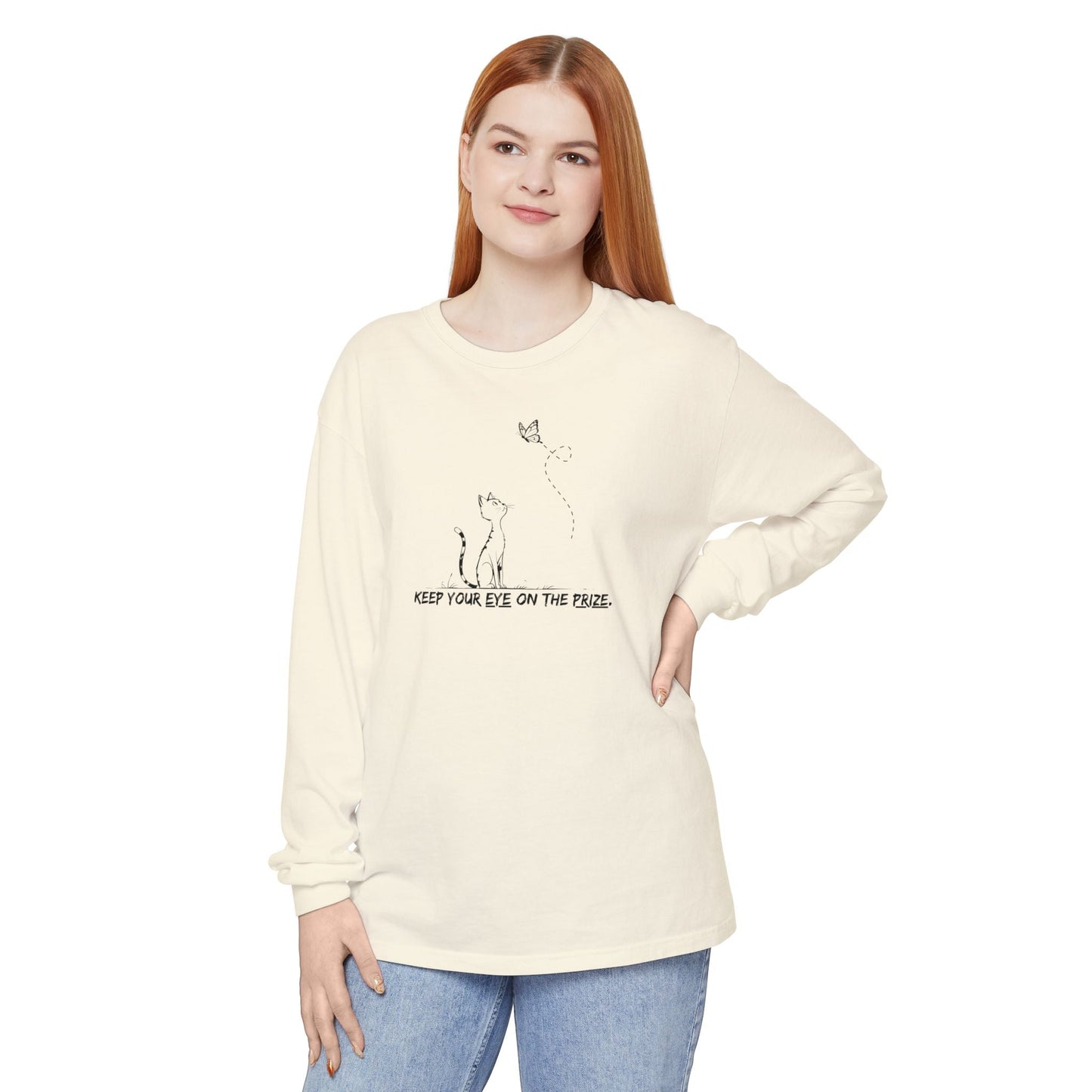 Camiseta de Manga Larga Inspirada en Gatos Eye-on-the-Prize