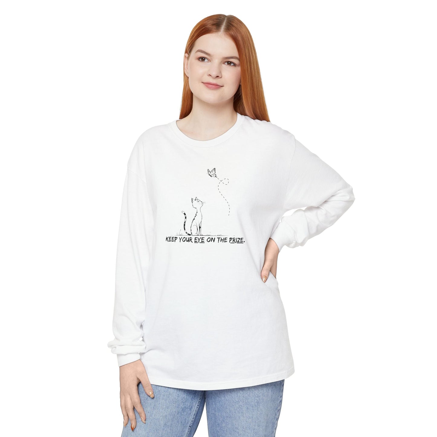 Camiseta de Manga Larga Inspirada en Gatos Eye-on-the-Prize