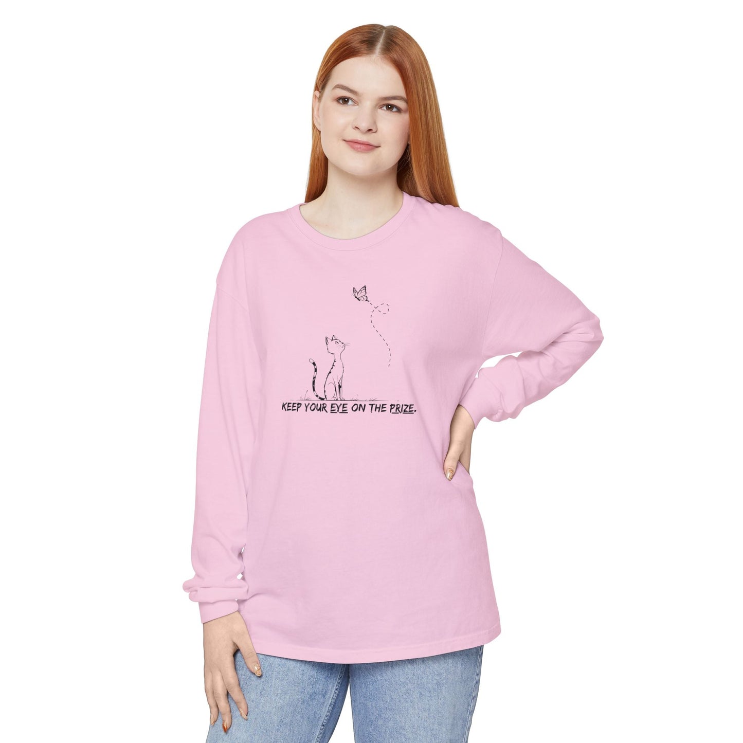 Camiseta de Manga Larga Inspirada en Gatos Eye-on-the-Prize
