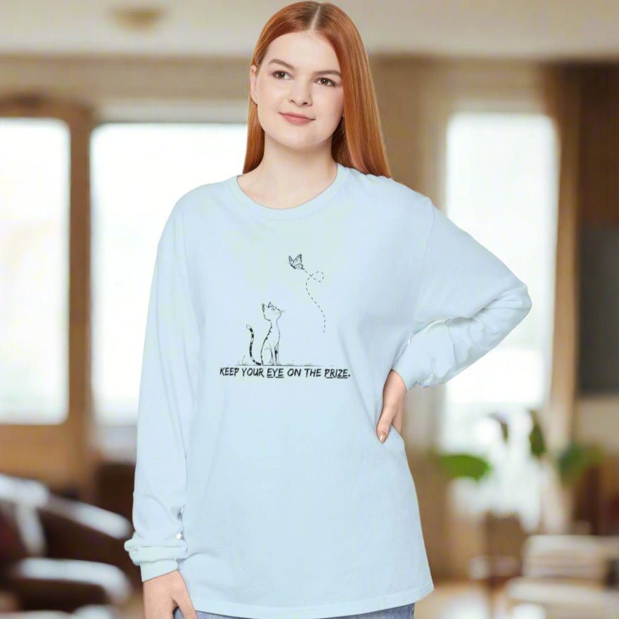 Camiseta de Manga Larga Inspirada en Gatos Eye-on-the-Prize