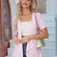 Elegant Eyelet Open Front Short Sleeve Cover Up