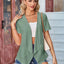 Elegant Eyelet Open Front Short Sleeve Cover Up