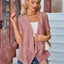 Elegant Eyelet Open Front Short Sleeve Cover Up