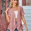 Elegant Eyelet Open Front Short Sleeve Cover Up