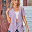 Elegant Eyelet Open Front Short Sleeve Cover Up