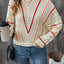 Eyelet Round Neck Long Sleeve Sweater - Korvel