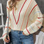 Eyelet Round Neck Long Sleeve Sweater - Korvel