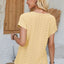 Eyelet Round Neck Rolled Short Sleeve T-Shirt - Korvel