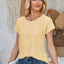 Eyelet Round Neck Rolled Short Sleeve T-Shirt - Korvel