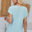 Eyelet Round Neck Rolled Short Sleeve T-Shirt - Korvel