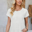 Eyelet Round Neck Rolled Short Sleeve T-Shirt - Korvel