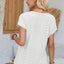 Eyelet Round Neck Rolled Short Sleeve T-Shirt - Korvel