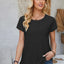 Eyelet Round Neck Rolled Short Sleeve T-Shirt - Korvel