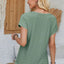 Eyelet Round Neck Rolled Short Sleeve T-Shirt - Korvel