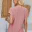 Eyelet Round Neck Rolled Short Sleeve T-Shirt - Korvel