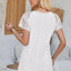 Eyelet V-Neck Lace Short Sleeve T-Shirt