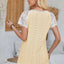 Eyelet V-Neck Lace Short Sleeve T-Shirt