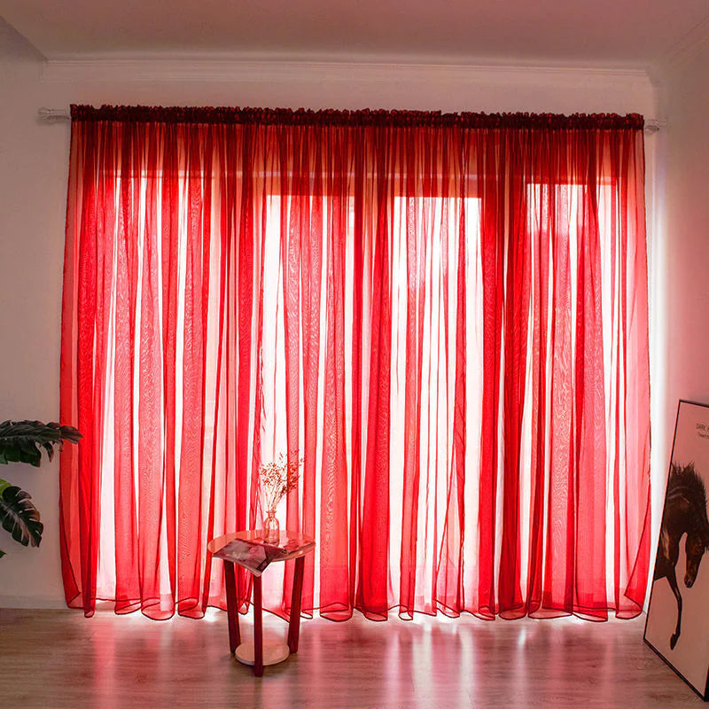 Simple Modern Solid Color Gauze Curtain for Balcony