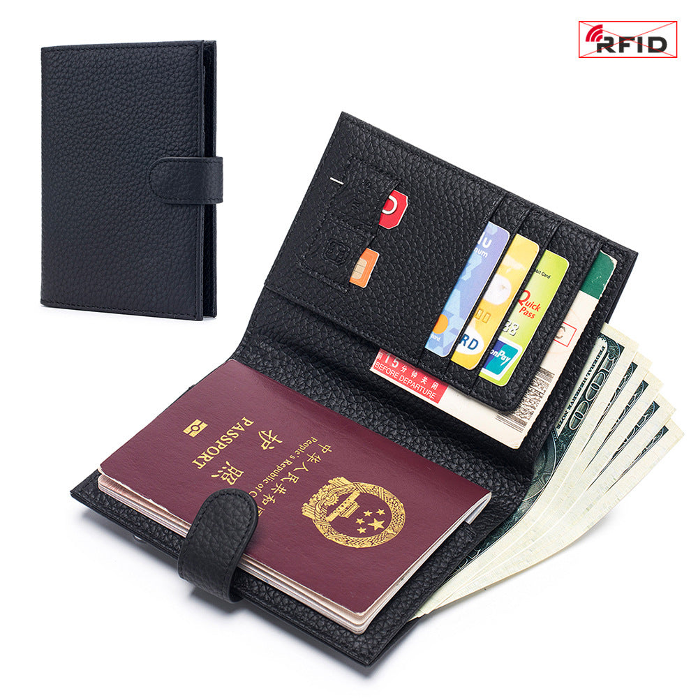 Bolso de Pasaporte Ultra Delgado de Cuero con Protección RFID