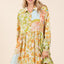 Floral Button Detail Long Sleeve Shirt Dress for Women