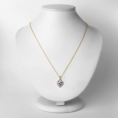 0.96 Carat Genuine Tanzanite and White Topaz Pendant in Sterling Silver