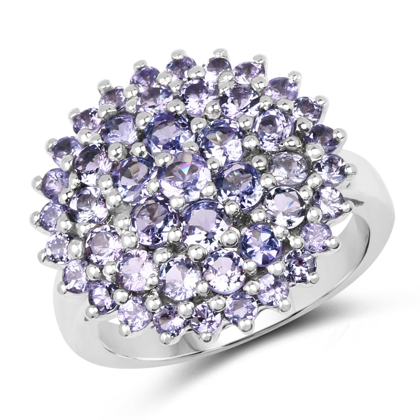 Bague de fiançailles en argent sterling avec tanzanite véritable de 2,52 carats