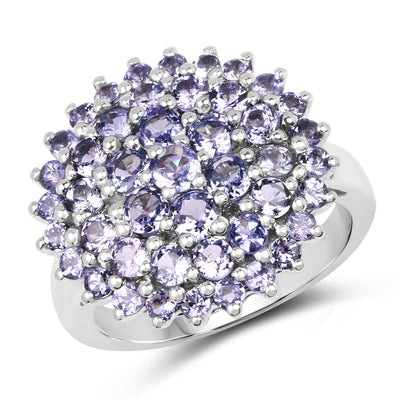 2.52 Carat Genuine Tanzanite Sterling Silver Engagement Ring