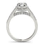 Bague de fiançailles en diamant taille ronde en or blanc 14 carats avec pavé