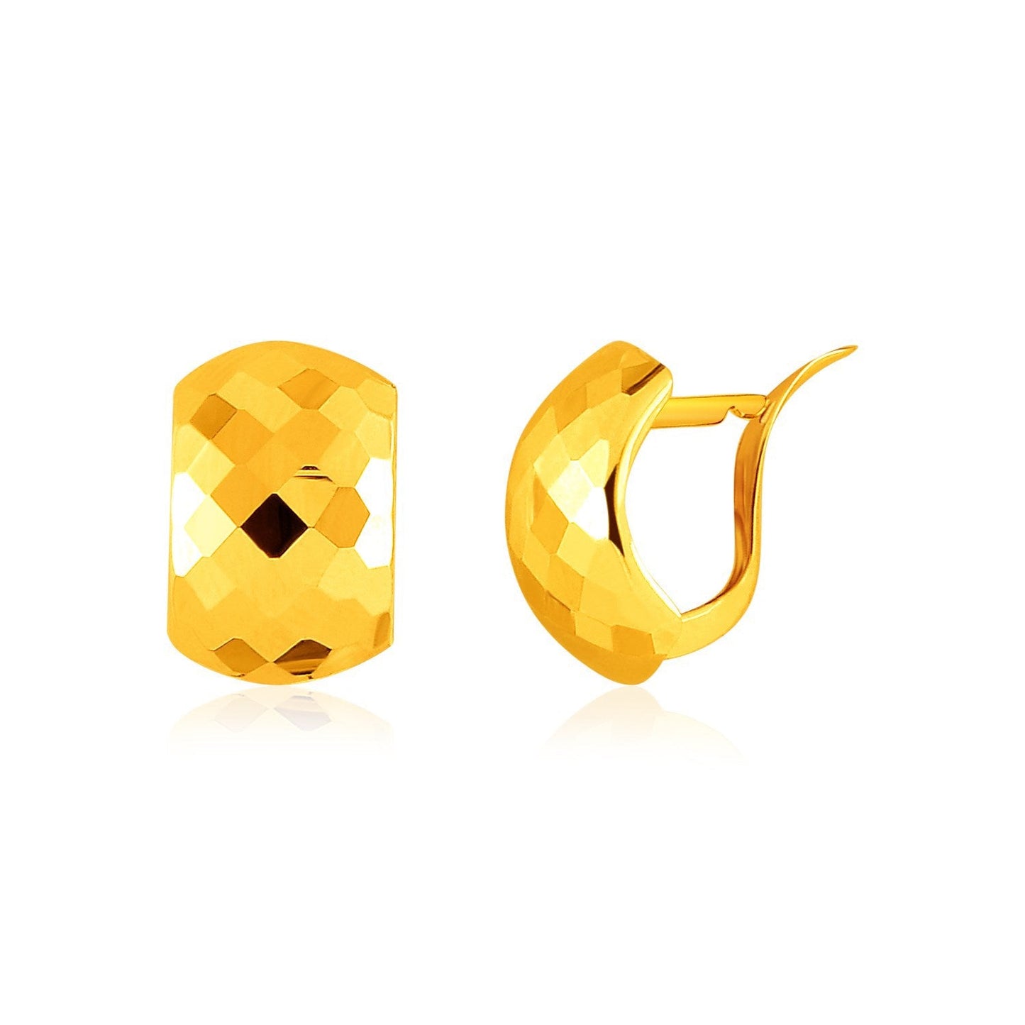Boucles d'oreilles en or jaune 14 carats à texture géométrique