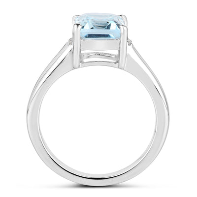 2.64 Carat Blue Topaz & White Topaz Sterling Silver Ring