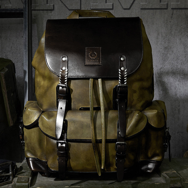 Mochila de Viaje de Cuero para Hombre de Gran Capacidad First Layer