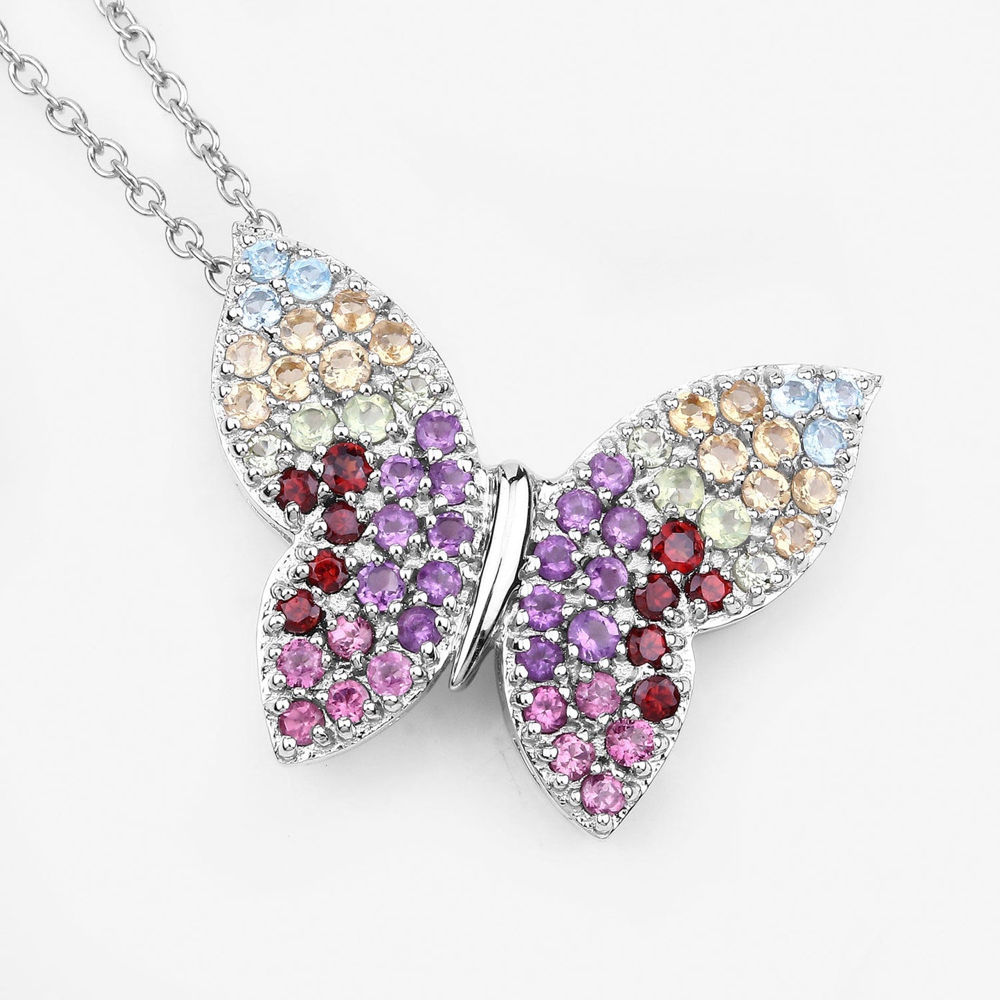 Pendentif en argent sterling .925 de 1,62 carat avec pierres multiples