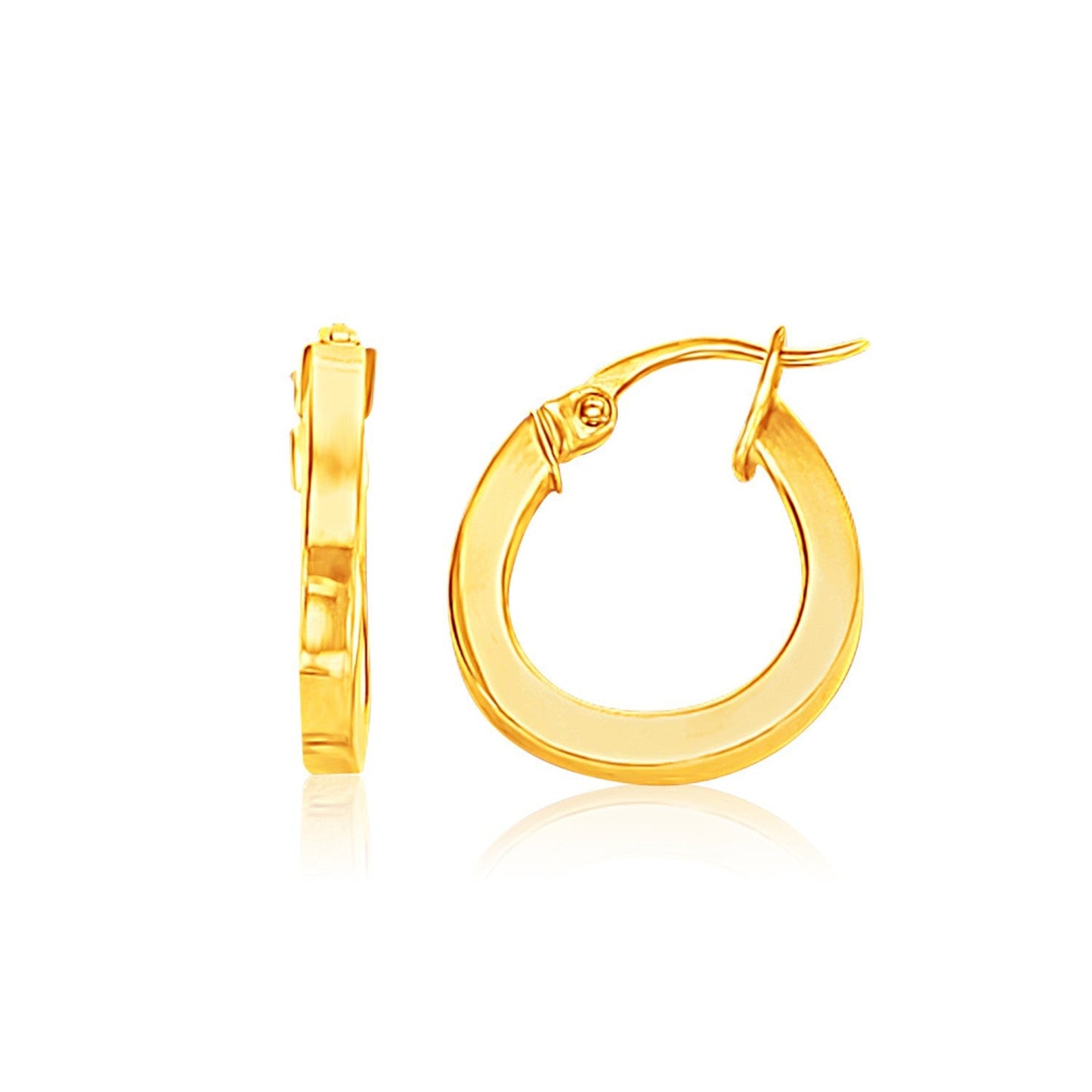 Aros pequeños de aro plano de oro amarillo de 14k
