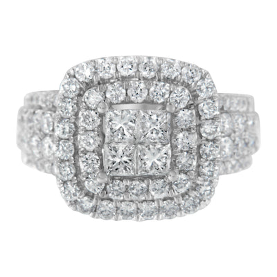 14KT White Gold Diamond Engagement Ring - 2 1/4 cttw