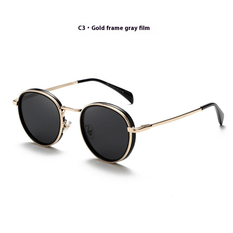 Lunettes de soleil rétro à monture ronde avec verres réfléchissants