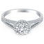 14k White Gold Diamond Halo Split Shank Engagement Ring