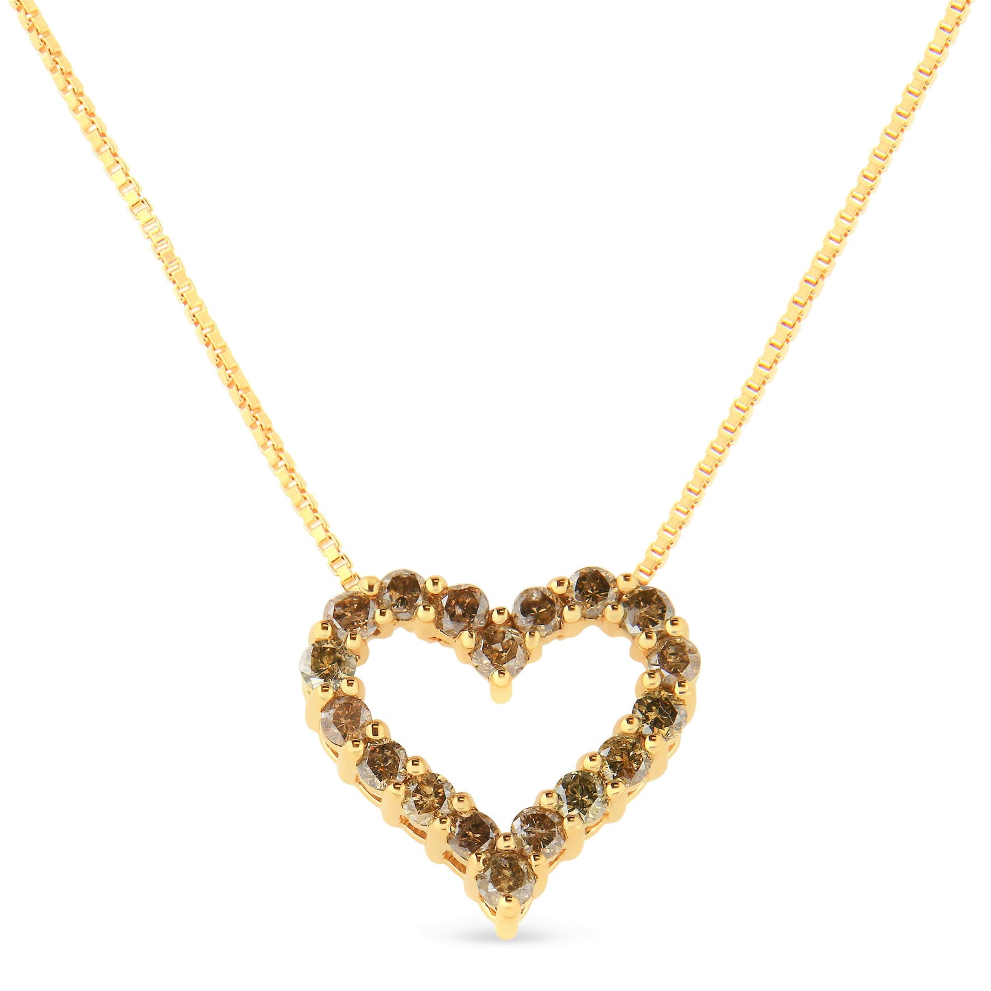 Collar con Colgante de Corazón Baño de Oro de 14K con Diamantes Champagne