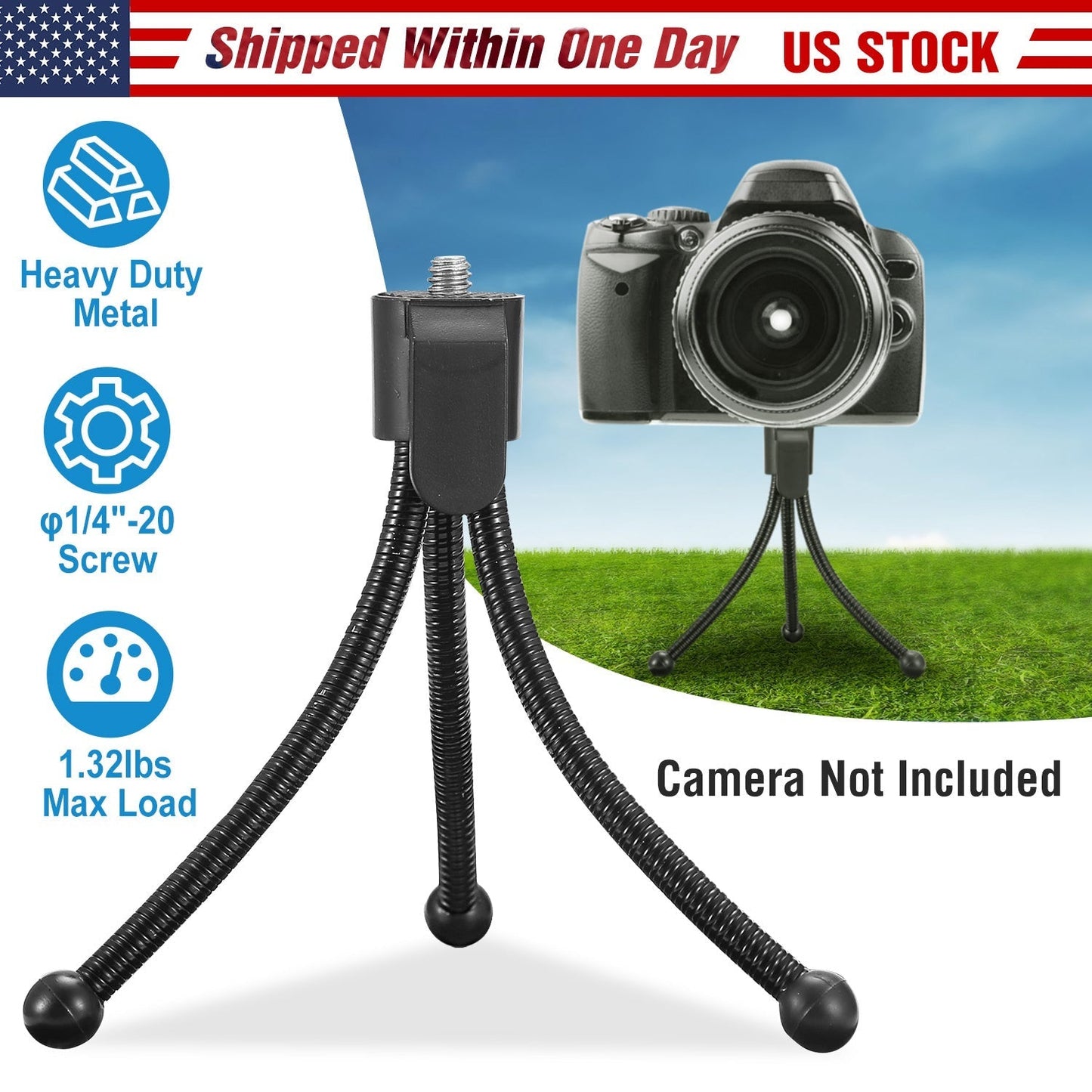 LJG Flexible Tabletop Tripod Stand for Cameras & Mini Projectors